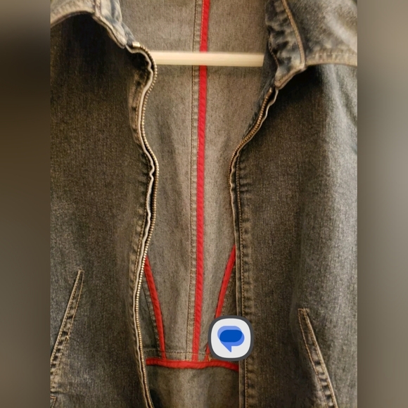 Elie Tahari Corset Lace Up Red Piped Denim Jacket Size Large - Picture 9 of 13